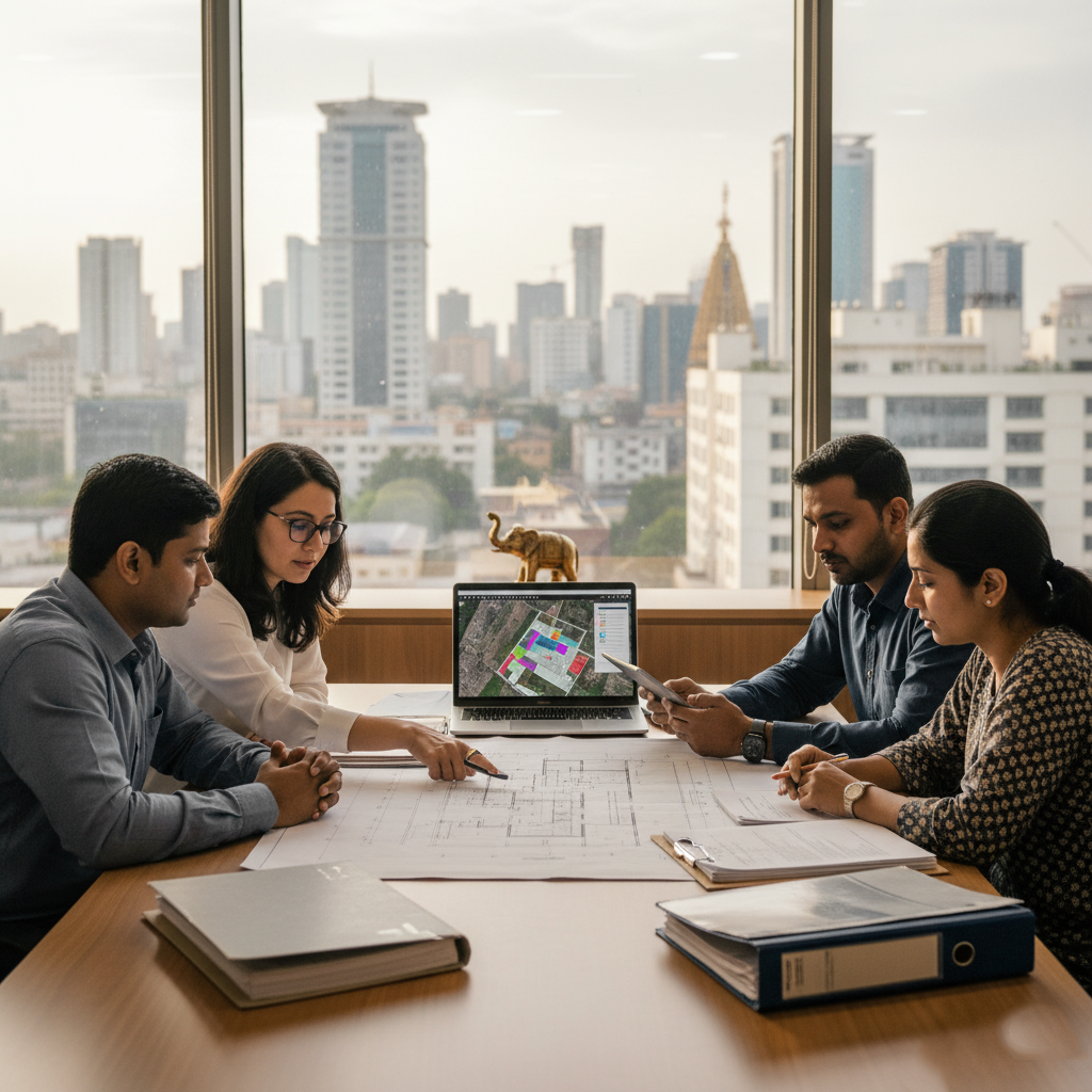 Property due diligence team reviewing documents in Hyderabad